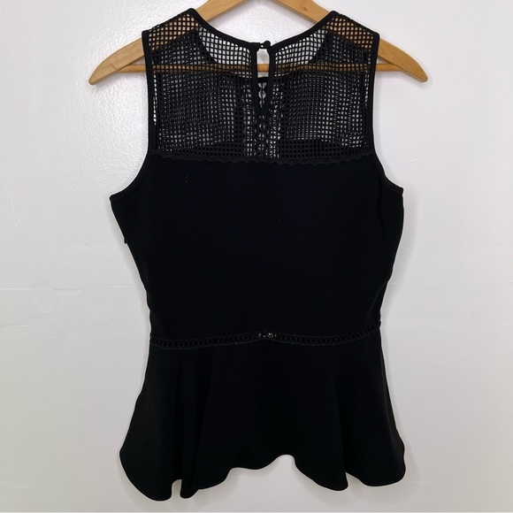 JONATHAN SIMKAI Black Mesh Peplum Style Sleeveless Top - Picture 3 of 4